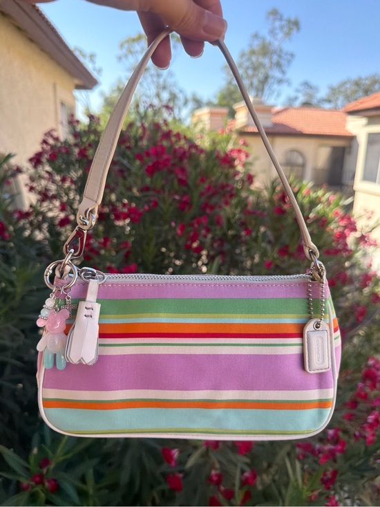Coach Handbags - 🌈Vintage Y2K Coach Hampton Multicolor Striped Demi Baguette – Style 10802
